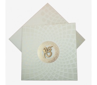 Sikh Wedding Card with Allah Symbol and Multicolor Inserts
