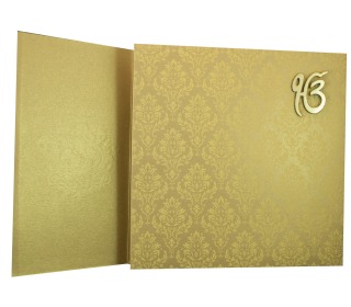 Sikh Wedding Invitation Card with Ek Onkar & Golden Motifs