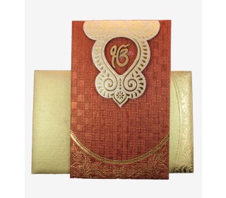 Sikh Wedding Invitation in Handmade paper with Ek Onkar Symbol