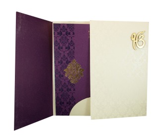 Sikh Wedding Invitation in Purple with Gate Fold Design