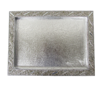Silver colored Saree Tray with Hard board base - 