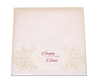 Simple & Elegant multifaith Indian wedding invitation in cream color