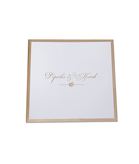Simple and elegant multifaith Indian wedding card in Ivory