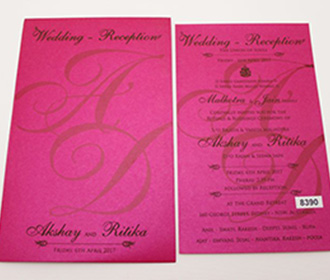 Simple multifaith pull out wedding invitation in pink color - 