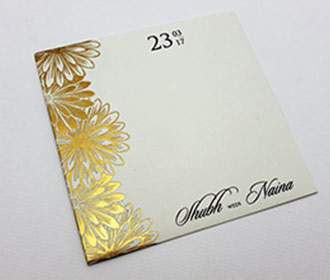Single insert pull out wedding card in flower design