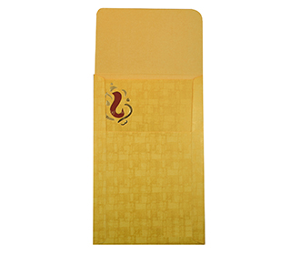 Single Insert Ganesha Wedding Card in Yellow and red