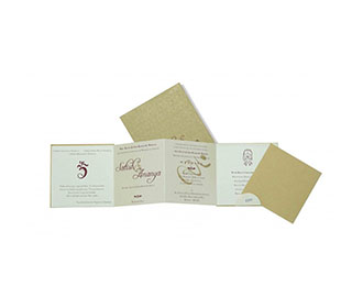 Small Size 4 Fold Accordian Wedding Invitation in Golden color