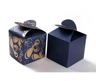 Square Wedding Favor Box in Royal Blue with a Butterfly Flap