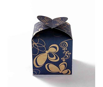 Square Wedding Favor Box in Royal Blue with a Butterfly Flap