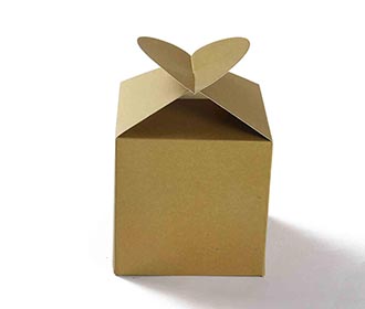 Square Wedding Party Favor Box in Golden with a Butterfly Flap