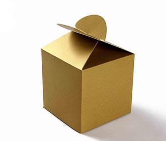 Square Wedding Party Favor Box in Golden with a Butterfly Flap