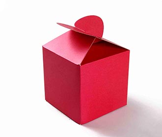 Square Wedding Party Favor Box in Pink with a Butterfly Flap