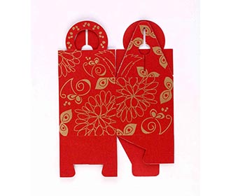 Square Wedding Party Favor Box in Red with a Holder