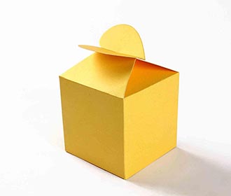 Square Wedding Party Favor Box in Yellow with a Butterfly Flap