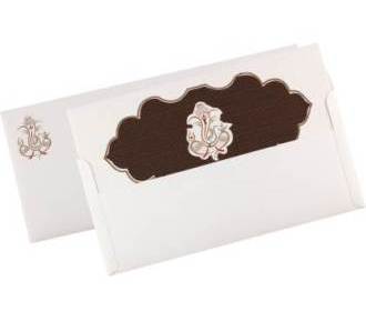 Stylish Silver and White Card with Copper Design