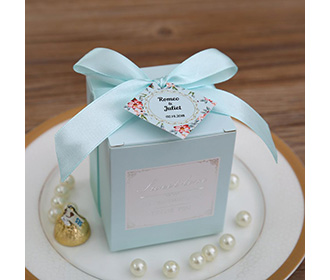 Tiffany blue color square wedding favor and gift boxes