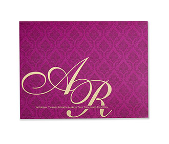 Traditional designer indian wedding invitation in pink & golden