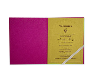 Traditional designer indian wedding invitation in pink & golden