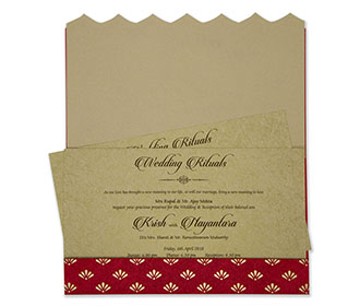 Traditional Ganesha Indian wedding card in red & golden