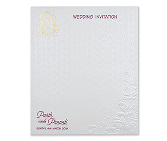 Traditional Ganesha themed Indian wedding invite in Ivory