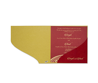 Traditional hindu yellow golden wedding invitation card