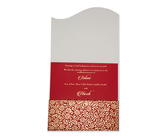 Traditional Indian hindu wedding invitation in red & golden