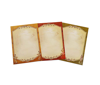 Traditional Indian wedding card in brown with ceremony images