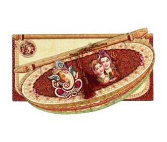 Traditional Multicolour Shiv-Parvati Wedding Card