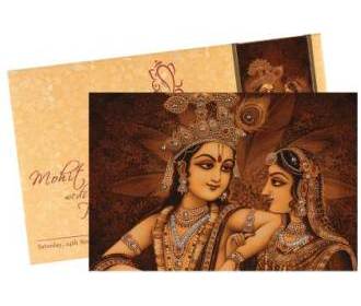 Traditional Radha-Krishna Wedding Card