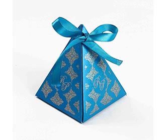 Triangular Wedding Party Favor Box in Sky Blue Color