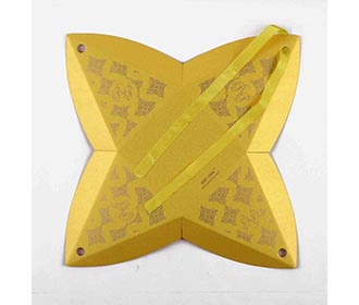 Triangular Wedding Party Favor Box in Yellow Color