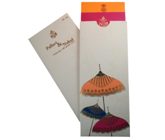 Umbrella design wedding card with pullout multicolour inserts