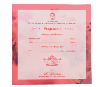 Beautiful pink roses wedding invitation card with Ganesha