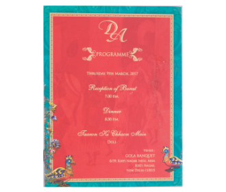 Beautiful Peacock on a multishade wedding invitation card