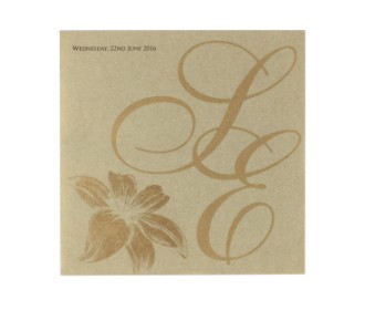 Cream and brown invitation card with floral design