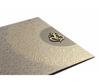 Grey golden invite with laser cut Ganesha