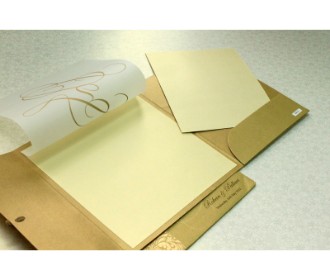 Golden brown strip invite with elegant floral design