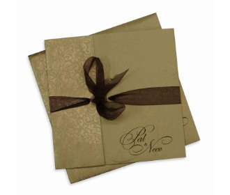 Golden brown strip invite with elegant floral design