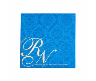 Designer Blue wedding card with Ganesha