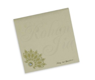 Wedding card in cream & golden with a cut out motif