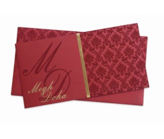 Beautiful red and golden card with floral design
