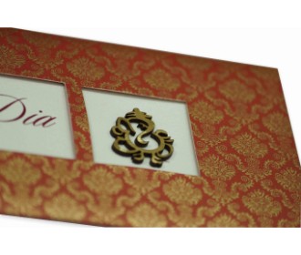Royal red wedding invite with laser cut Ganesha & pull out inserts