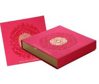 Wedding Card Box in Exquisite Pink & Antique Golden Color