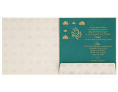 Wedding Card Box with White, Orange & Golden Lotus Design