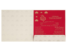 Wedding Card Box with White, Orange & Golden Lotus Design