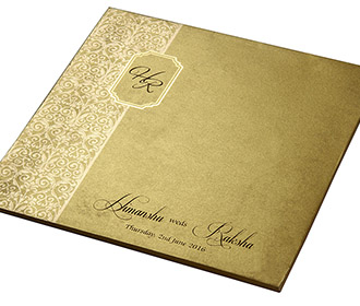 Wedding card el Ek Onkar symbol in shimmering golden