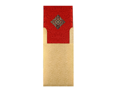 Wedding Card in Elegant Gift-style with Red & Golden Satin