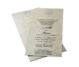 Wedding Card in Ivory with a Pull out insert & Ganesha Logo
