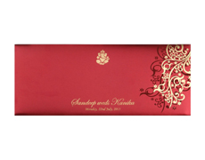 Wedding Card in Vibrant Red and Golden Colour
