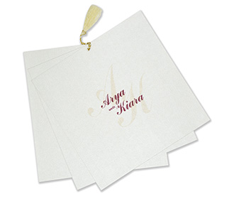 Wedding card with a decorated square frame in dusty pink colour